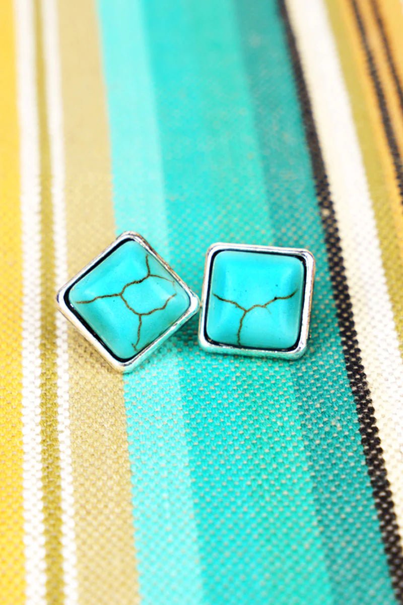 Turquoise Square Studs